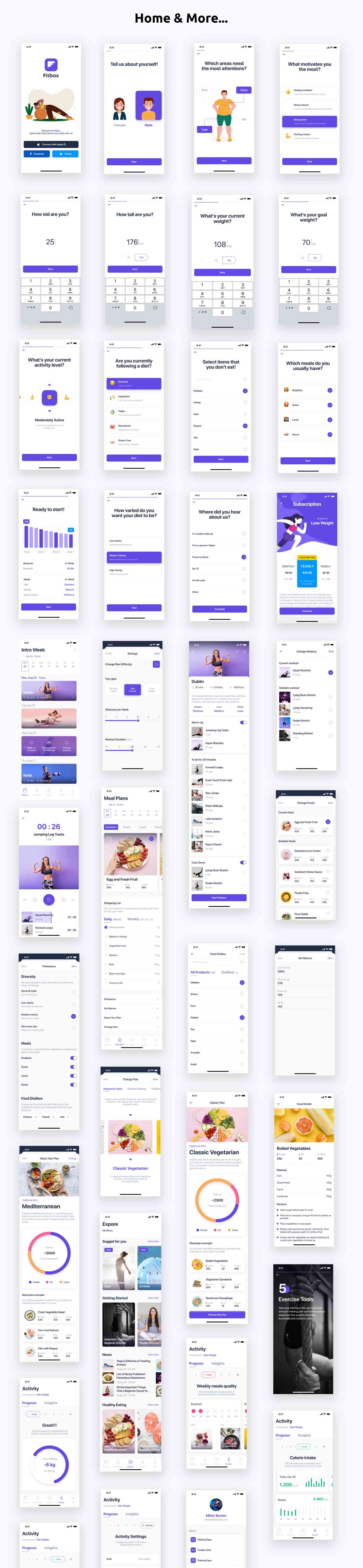 Workouts & Meal Planner App | Ionic | Figma + XD + Sketch FREE | Life Time Update | Fitbox - 2