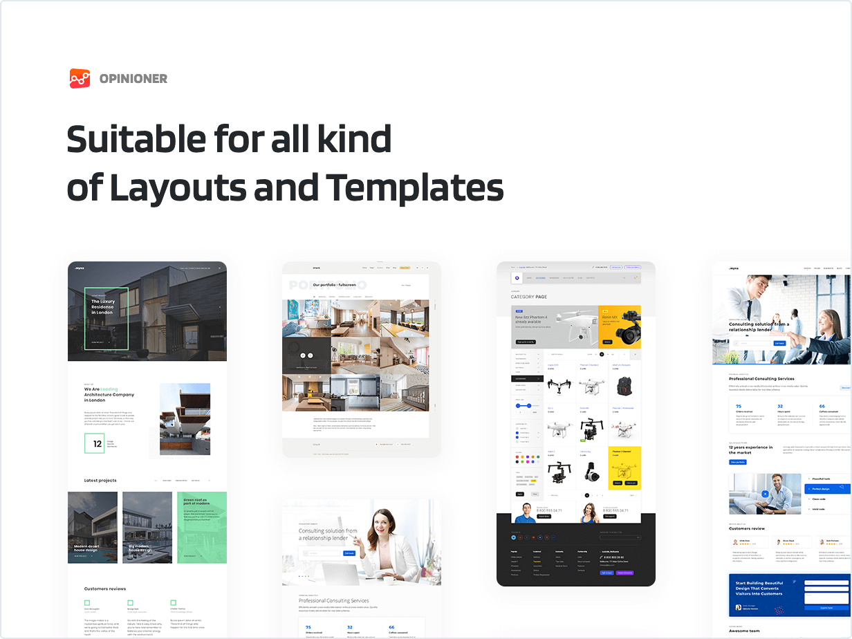 Suitable for all kind of Layouts and Templates