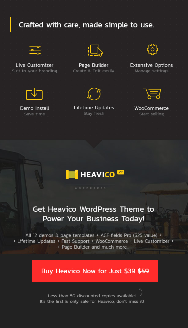 Get Heavico WordPress theme to power your business today.