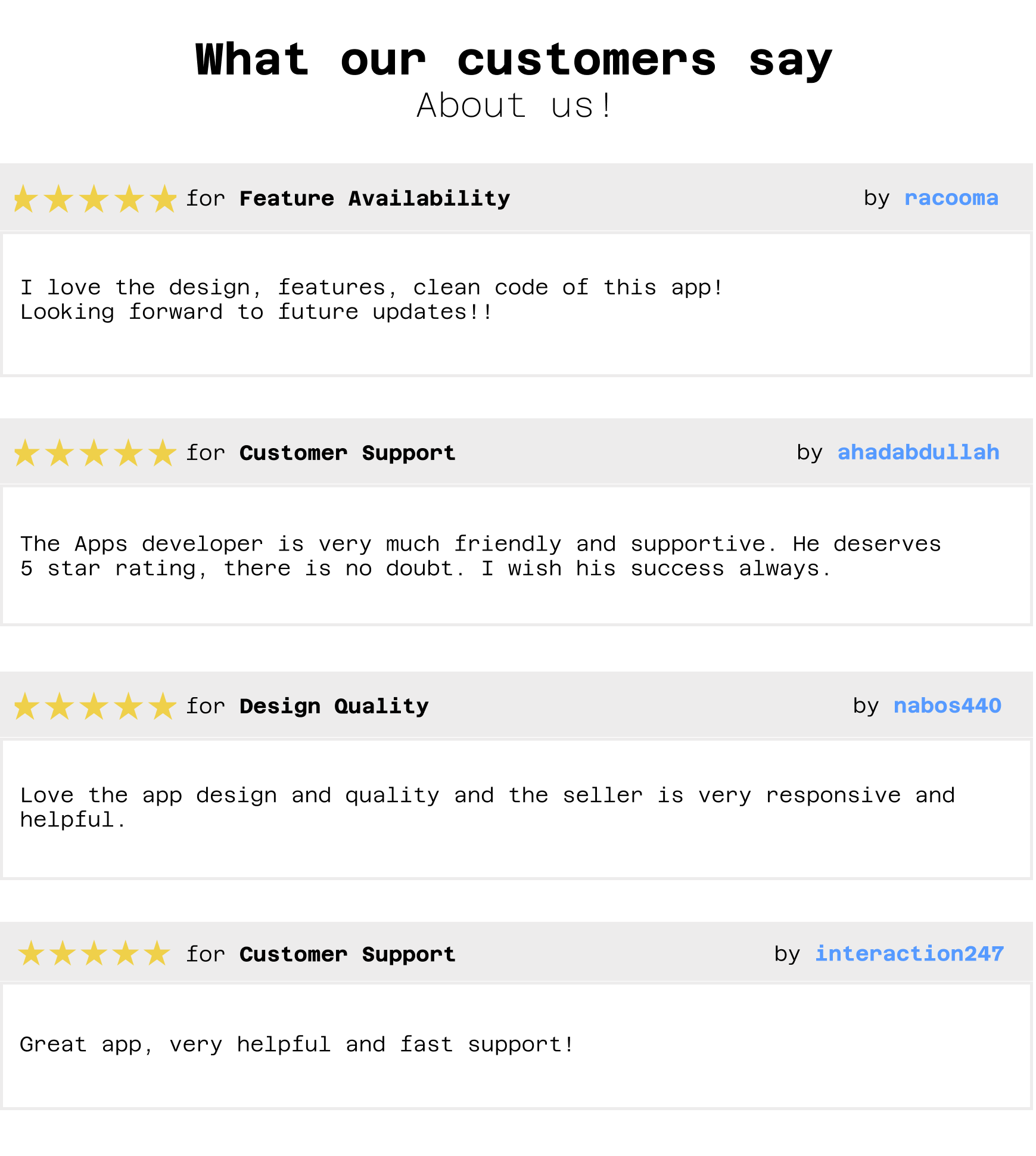 Customer review