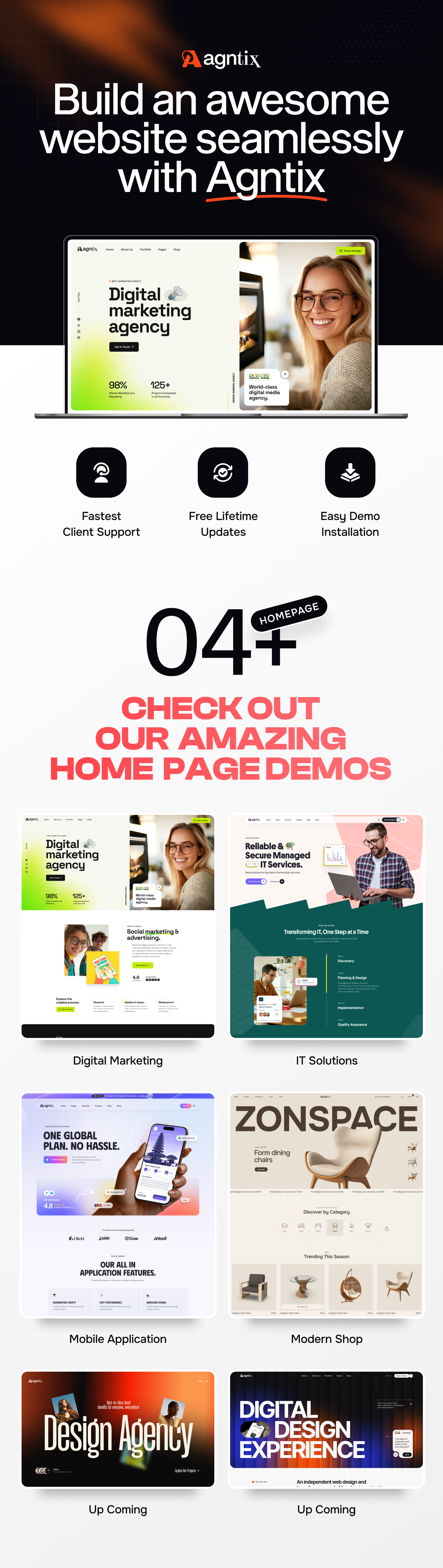 Agntix - Multipurpose Laravel CMS for Business, Portfolio, Creative Agencies & eCommerce