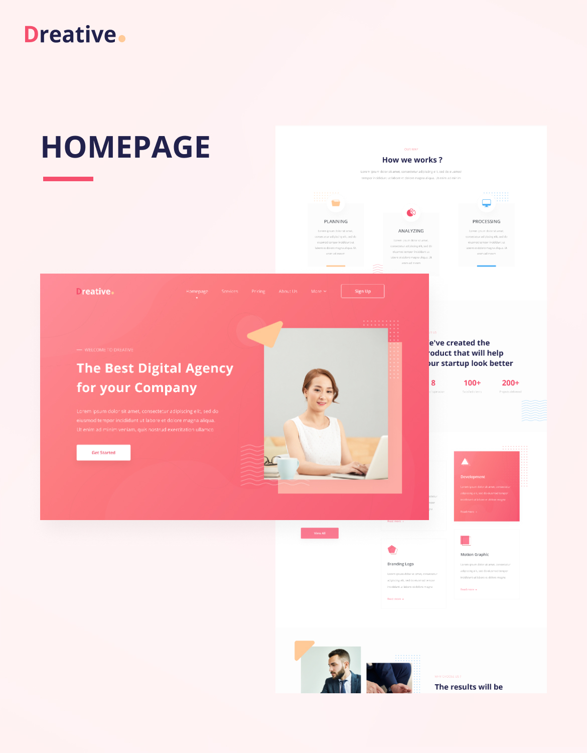 Dreative | Startup & Business Web UI Kit for Adobe XD - 1