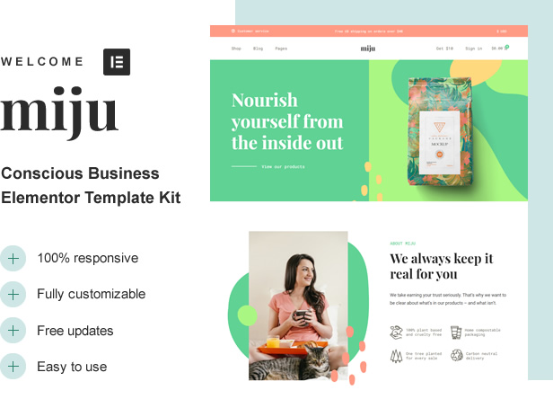 Miju - Conscious Product Elementor Template Kit by awakenedtemplates