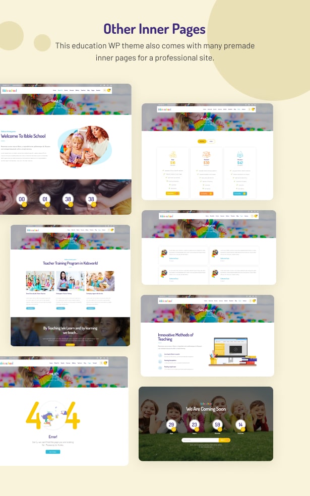 Ibble School- Education WordPress Theme inner pages