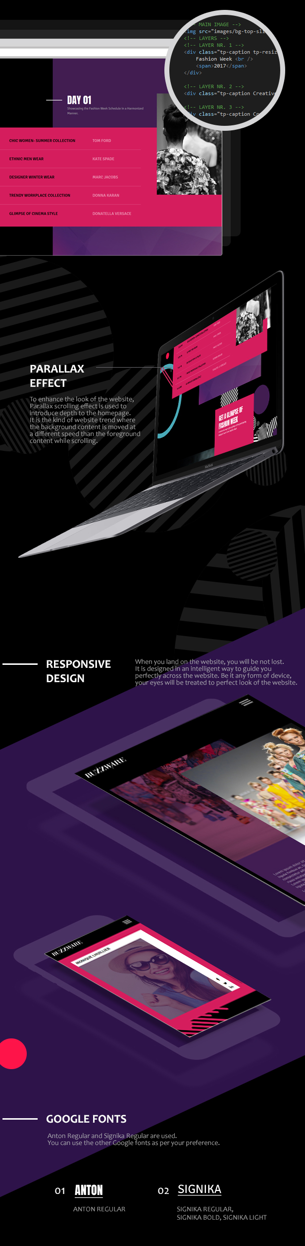 Buzzware - Fashion Week & Beauty Event HTML5 Responsive Website Template - 2