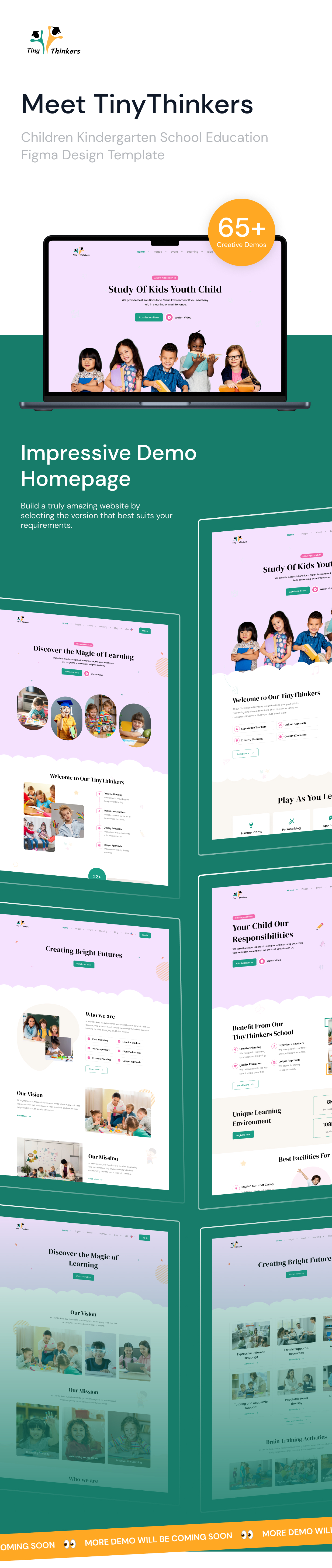 TinyThinkers - Children Kindergarten School Education Figma Design Template - 1