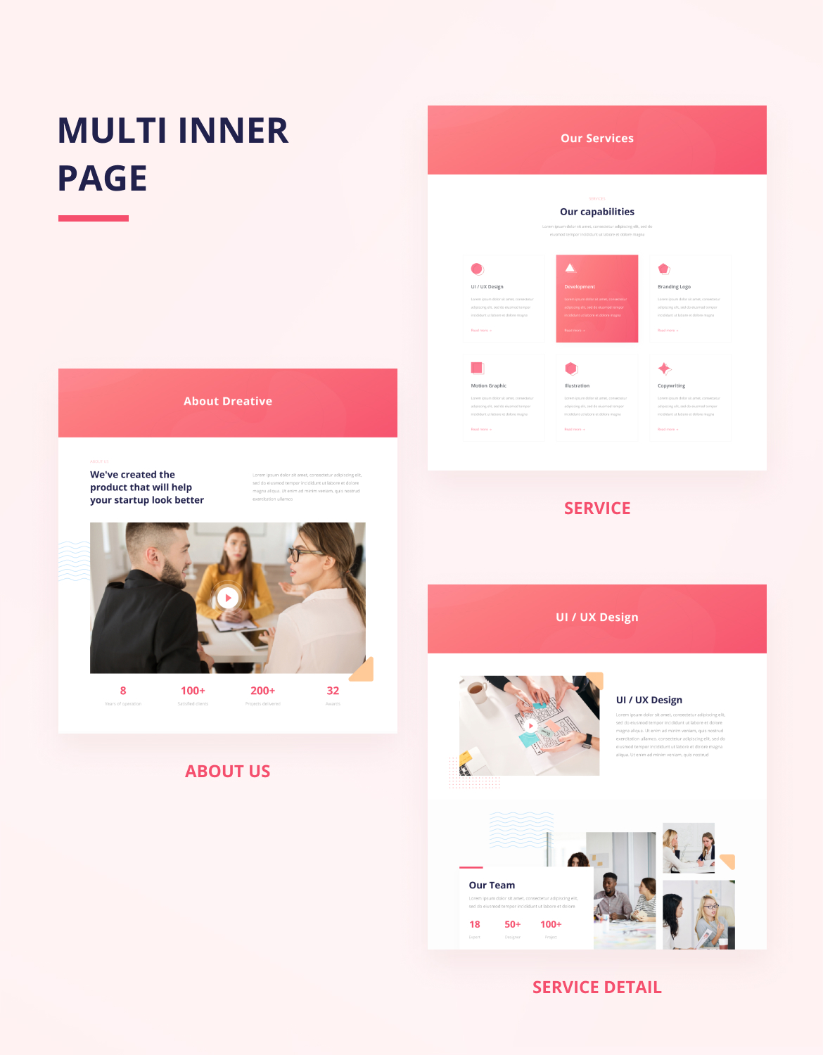 Dreative | Startup & Business Web UI Kit for Adobe XD - 2
