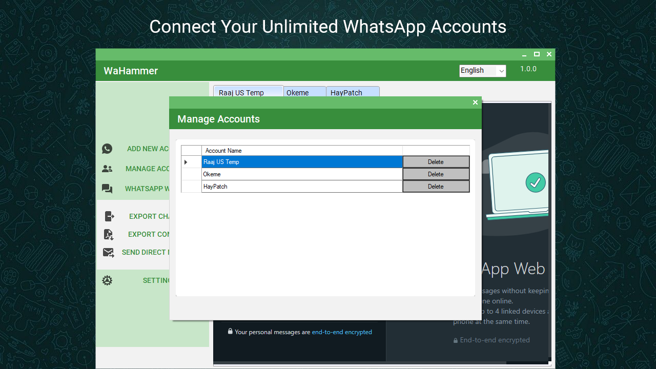WAHammer - Multi WhatsApp account Browser + WhatsApp Warmer / Account engager (Full Resaller) - 3