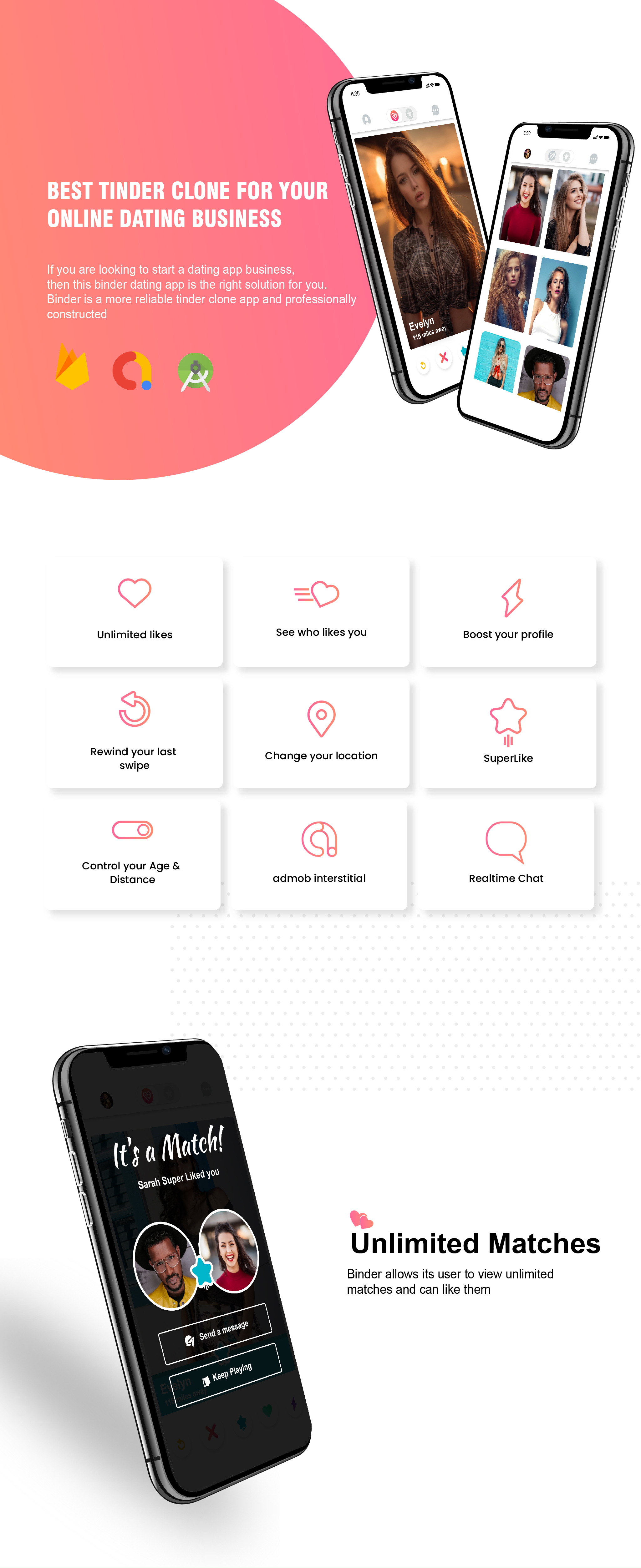 Binder - Dating clone App with admin panel - Android v20.1 - 10