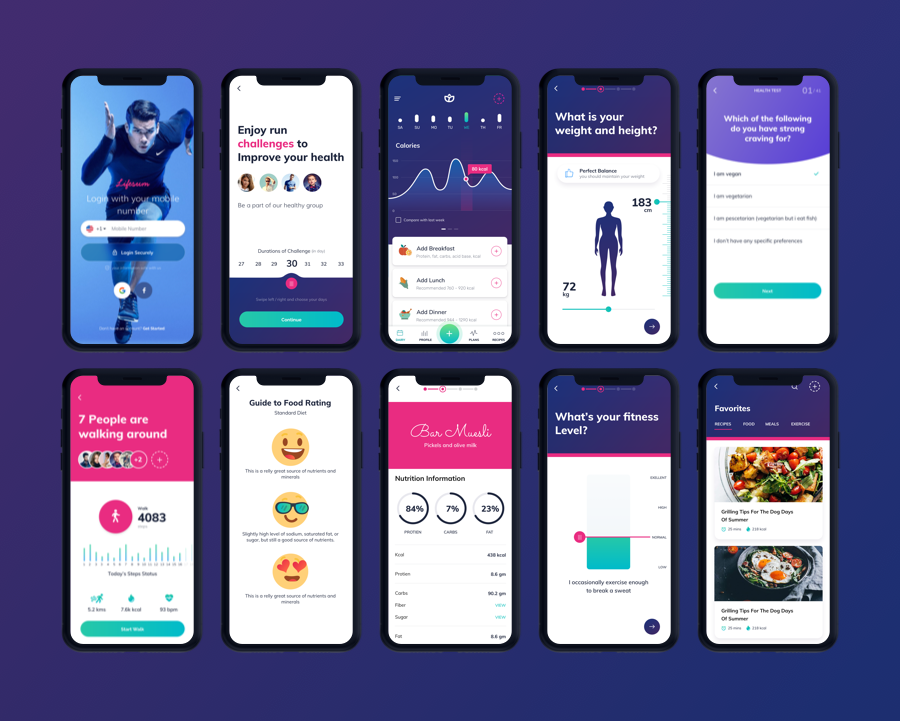 Lifesum Health and Fitness Mobile App - UI kit