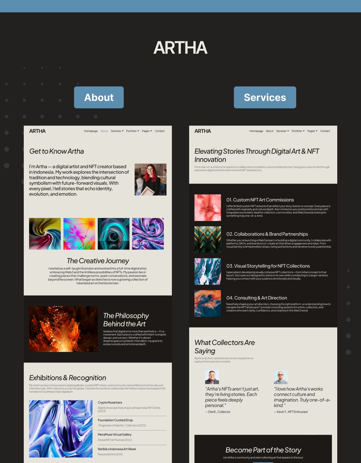 Artha - NFT Artist Portfolio Elementor Pro Template Kit - 2