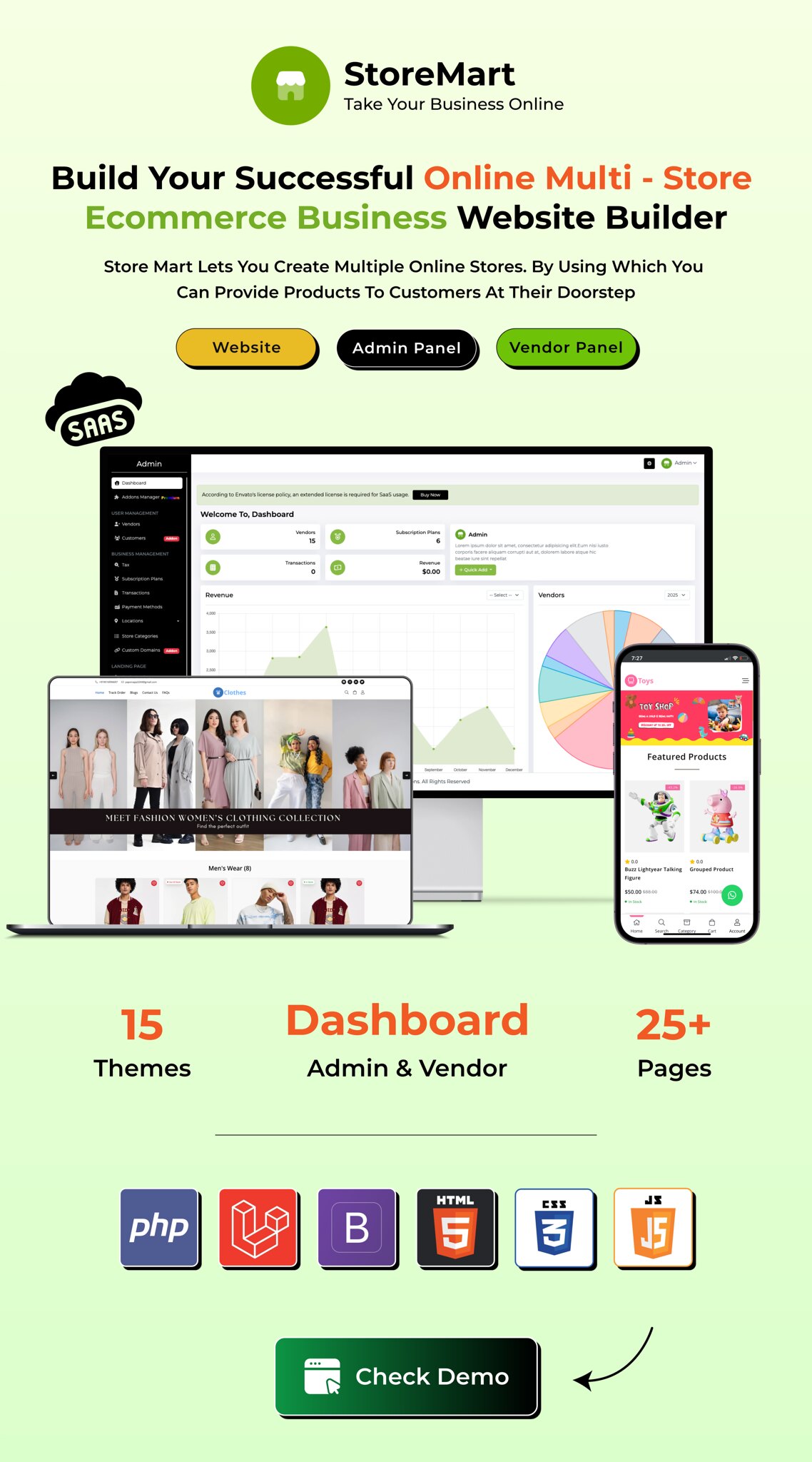 StoreMart SaaS - Online Product Selling SaaS Business Website Builder