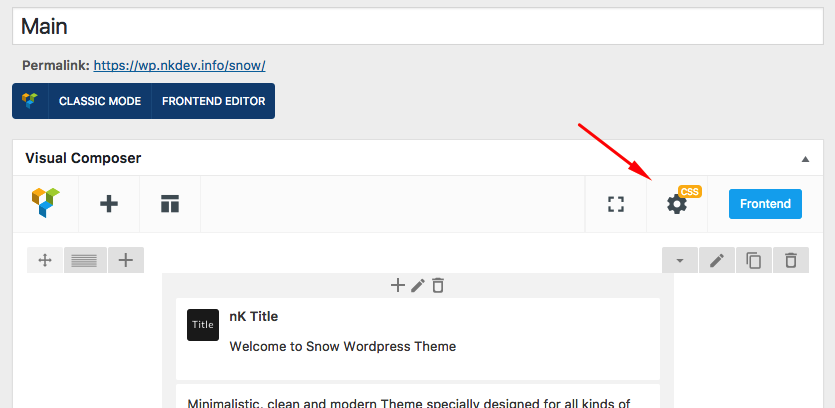 Snow WP Extra CSS in Home Page