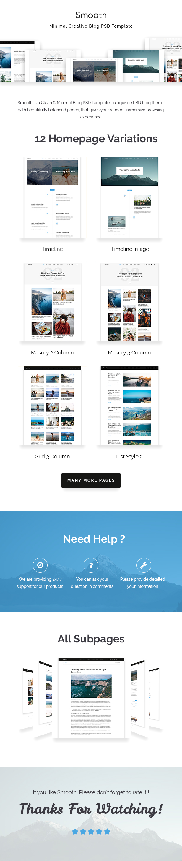 Smooth | Minimal Blog PSD Template - 1