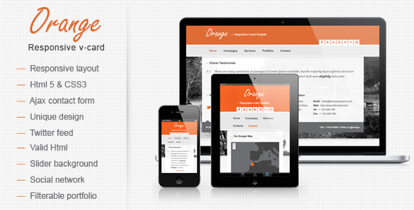 Orange - Responsive V-card Template