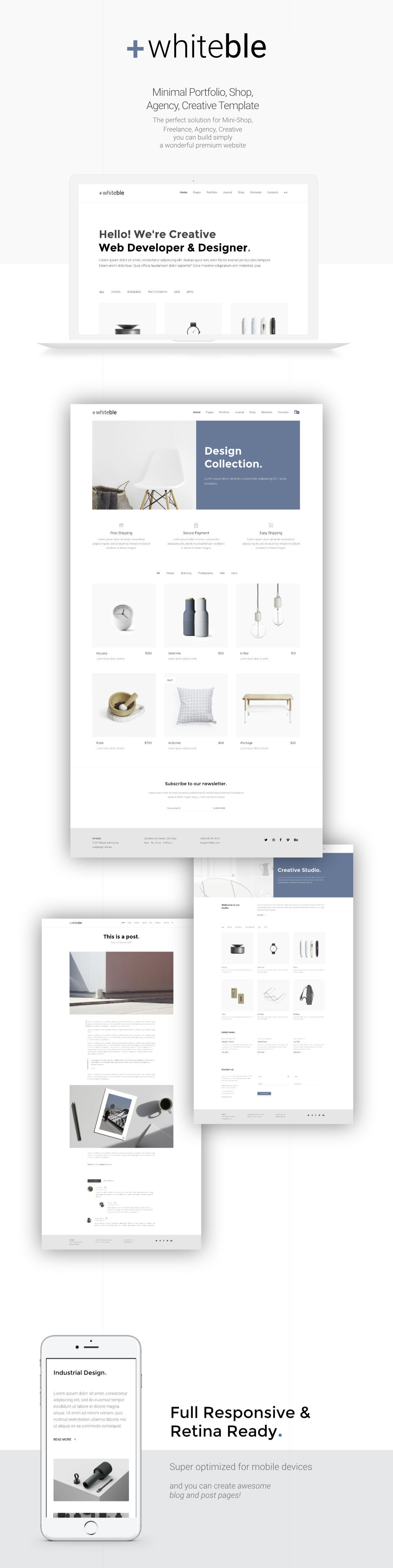 Whiteble - Minimal Portfolio, Agency, Shop, Creative HTML Template - 1
