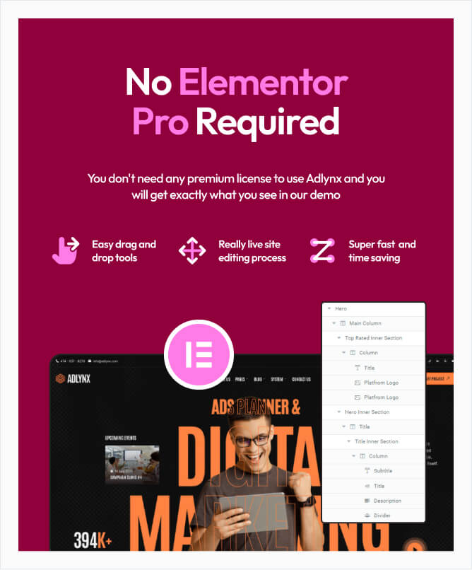 Adlynx - Ads Planner & Digital Marketing Elementor Template Kit - 2