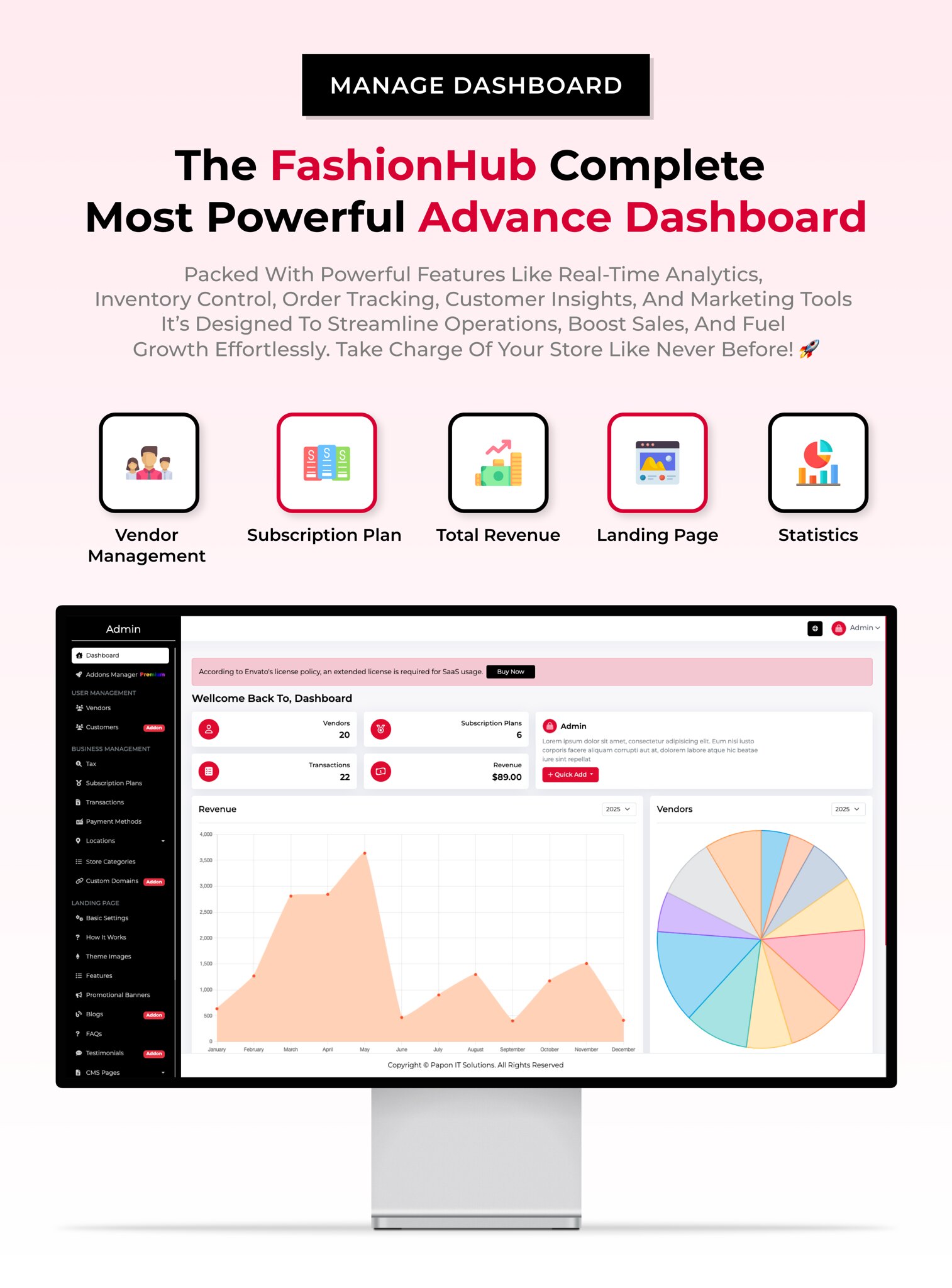 FashionHub SaaS - Multi Vendor SaaS eCommerce Business Website Builder SaaS