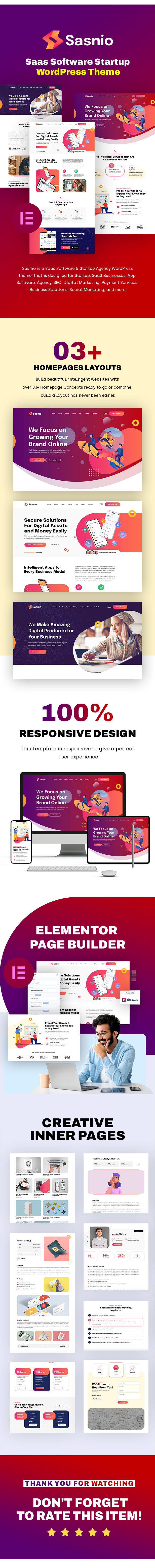 Sasnio - SaaS & Software Startup Agency WordPress Theme - 1