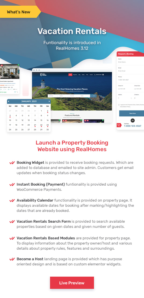 Property Vacation Rentals Functionality Provided in RealHomes