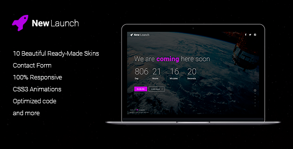 New Launch - Responsive Coming Soon Page HTML - Under Construction Specialty Pages