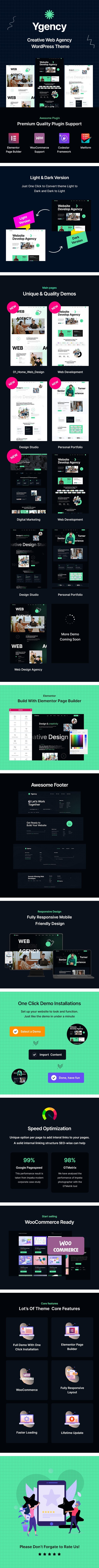 Ygency - Web Design Agency  Elementor WordPress Theme - 1