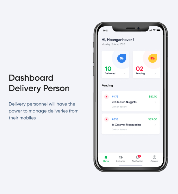 Dashboard Delivery Person