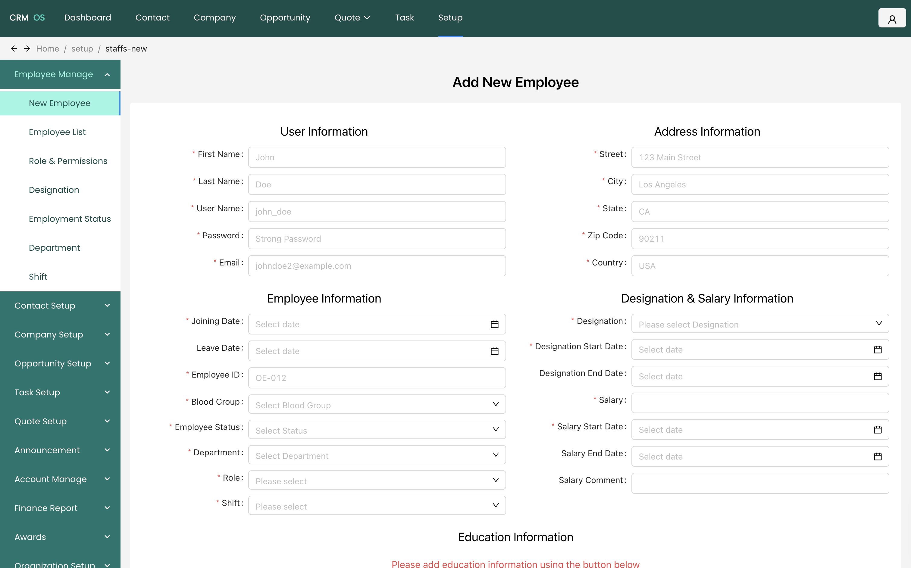 CRM OS - Dashboard