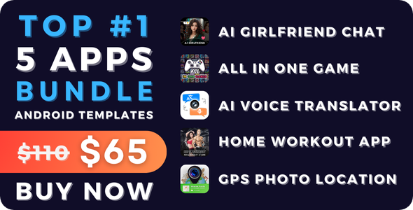 MJ Top 5 Apps Bundle with AdMob Facebook Ads Android