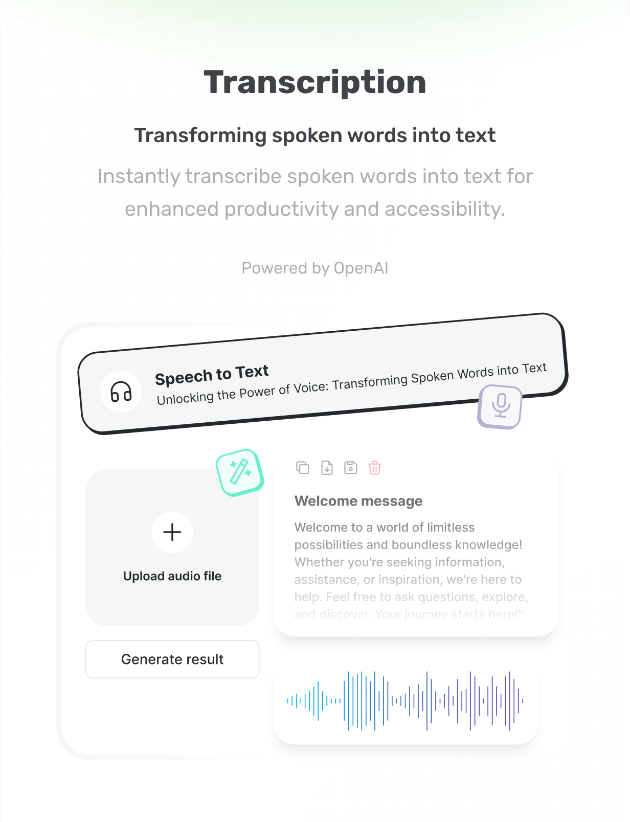 AI SPeech To Text - Transcription preview aikeedo @heyaikeedo