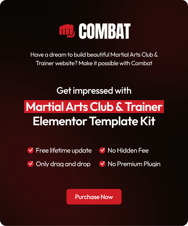 Combat - Martial Arts Club & Trainer Elementor Template Kit - 1