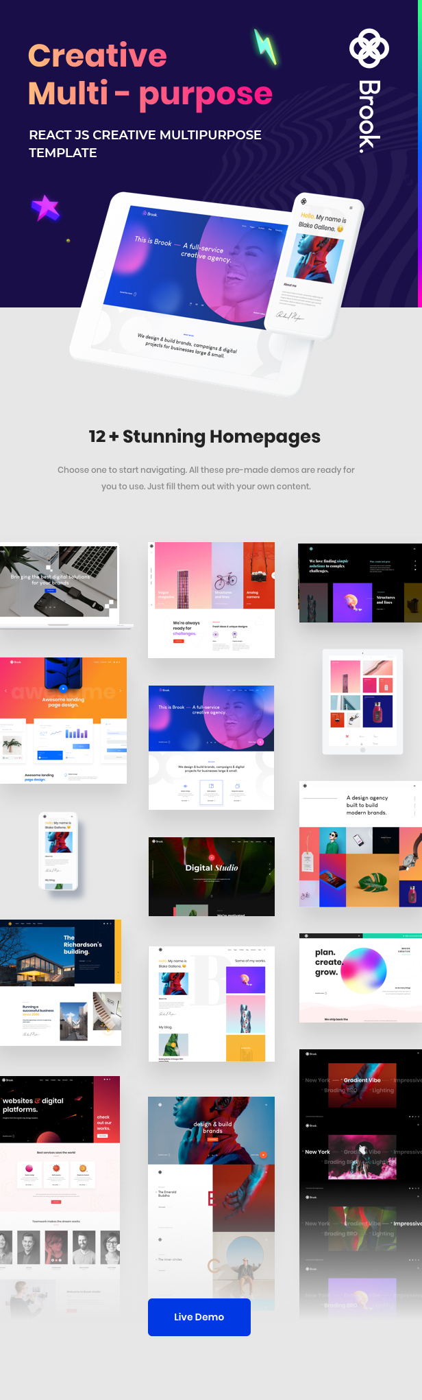 Brook - React Portfolio Template - 1