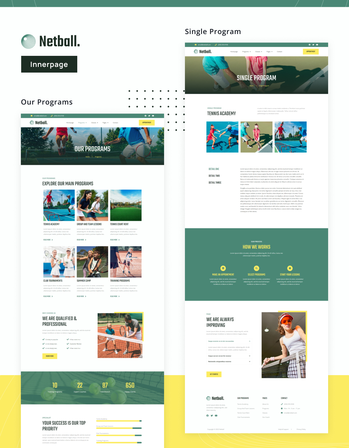 Netball | Tennis School & Sports Club Elementor Template Kit - 3