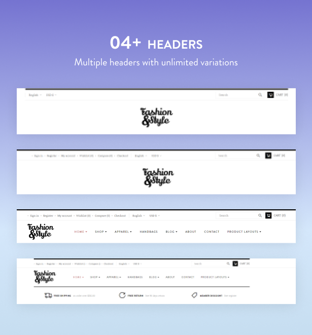 Multiple Header Layouts