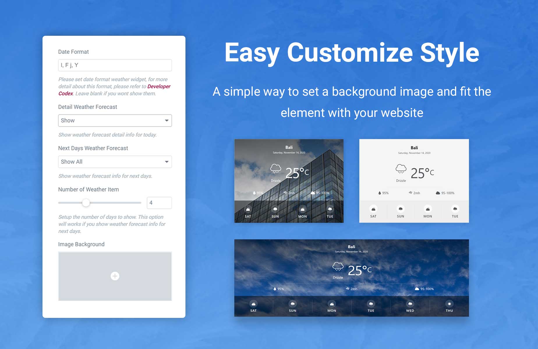 Jeg Weather Forecast WordPress Plugin - Add Ons for Elementor and WPBakery Page Builder - 4