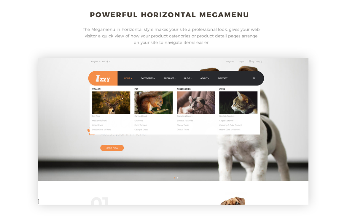 horizonal megamenu - PrestaShop Pet Shop Theme