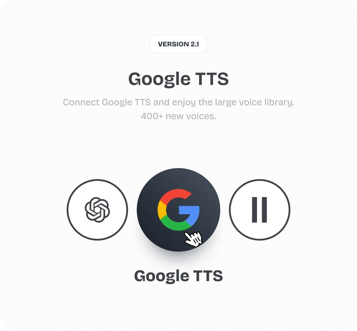 Connect Google TTS and enjoy the large voice library. 400+ new voices @heyaikeedo #aikeedo