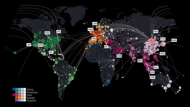 Worldwide spread simulation Coronavirus pandemic