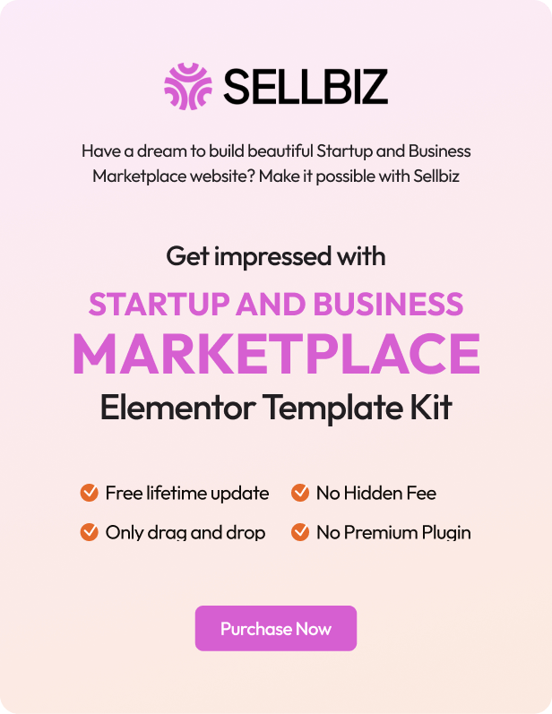 Sellbiz - Startup and Business Marketplace Elementor Template Kit - 1