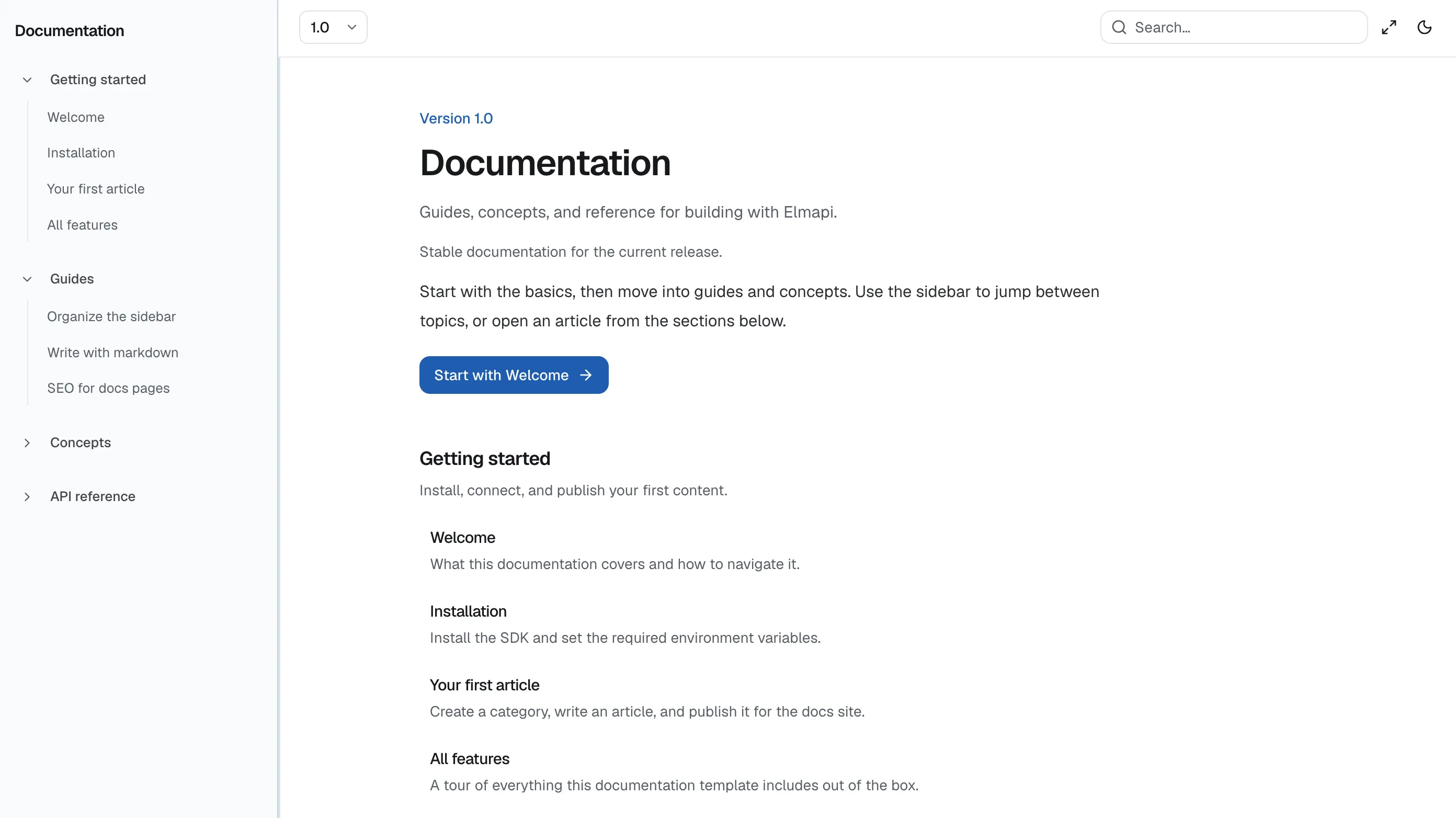 Documentation template