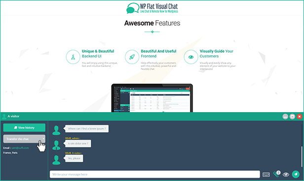 WP Visual Chat transfer easily chats between operators