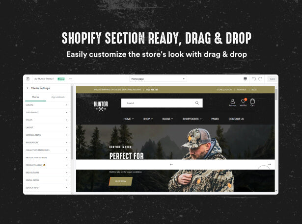 Shopify section ready, Drag & drop