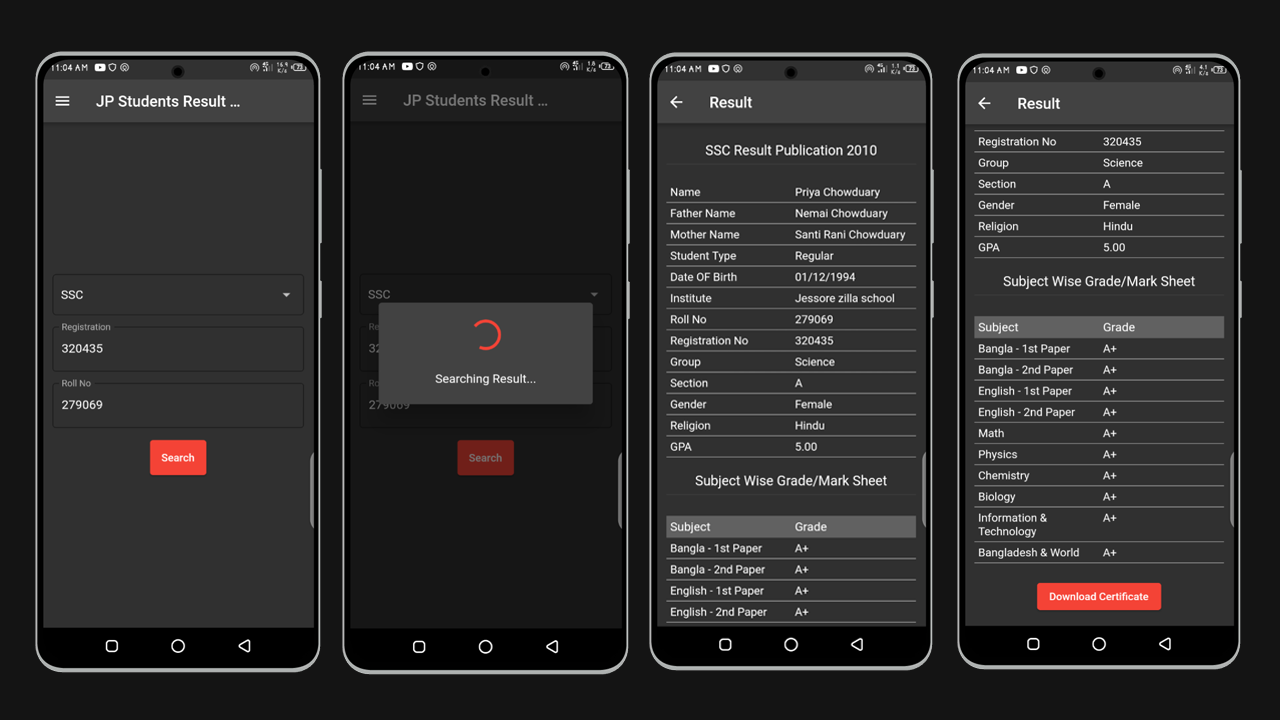 JP Students Result Management System Flutter App