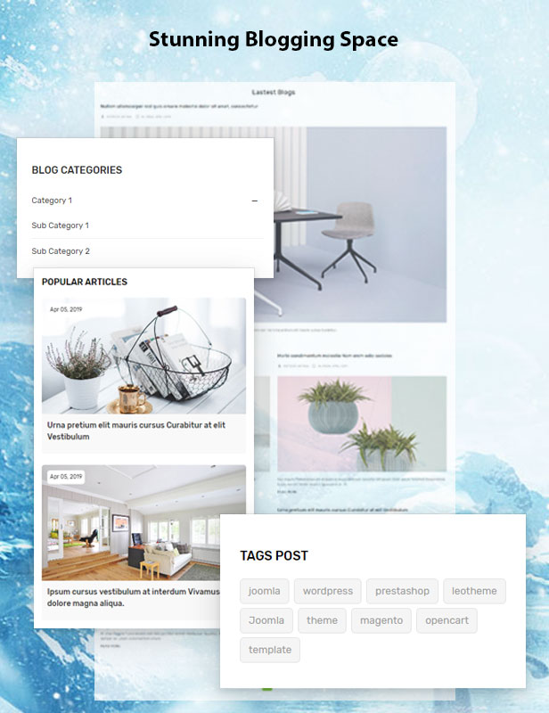 Vega Store e-commerce Prestashop theme - beautiful blog templates
