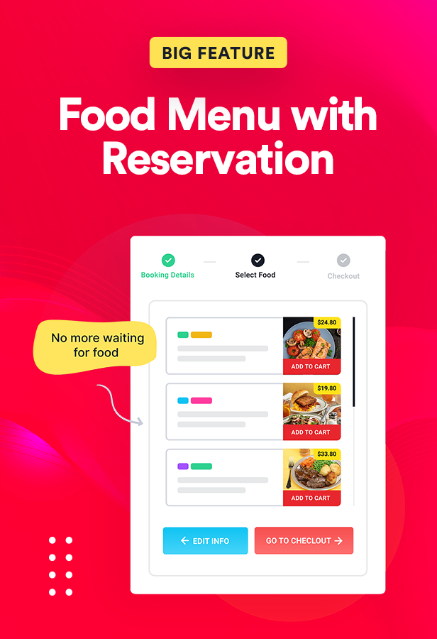 Reservation with Food Menu