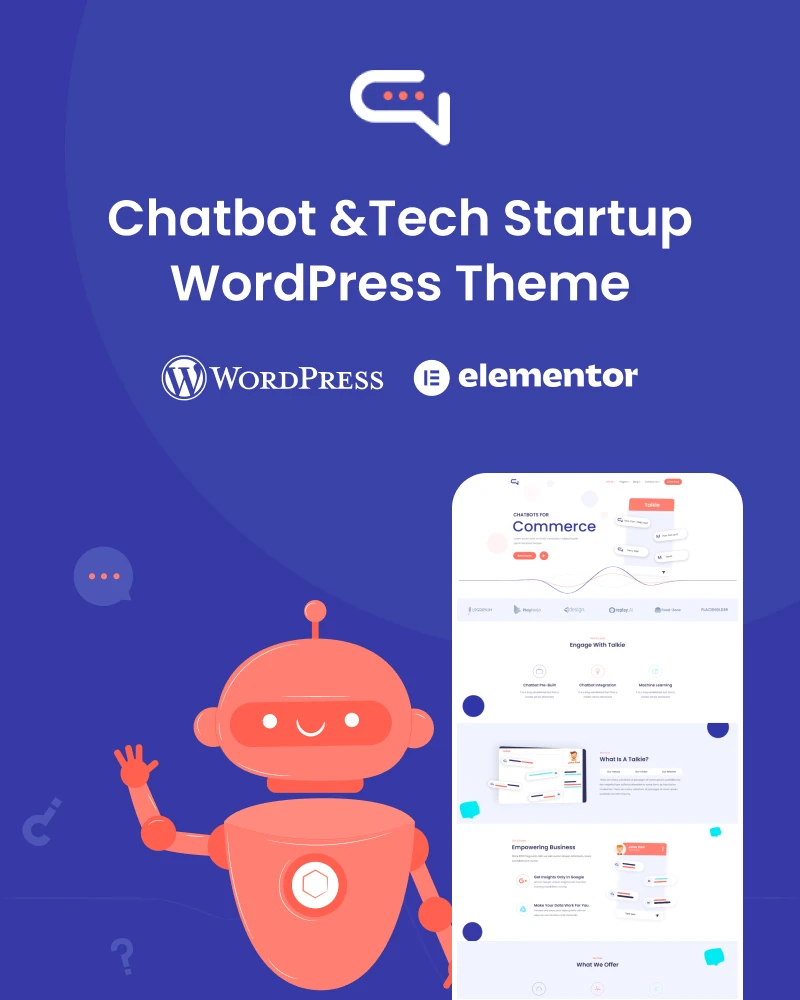 Talkie - Chatbot and Tech Startup WordPress Theme - 1