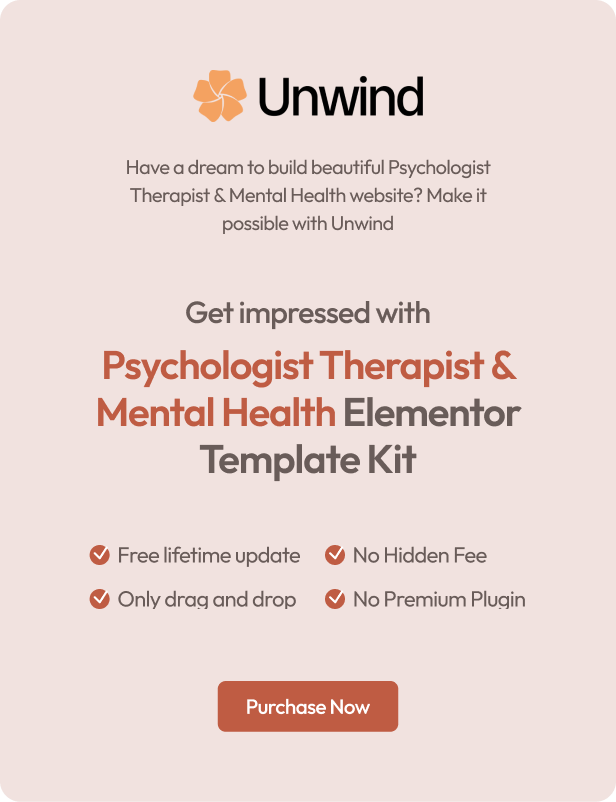 Unwind - Psychologist Therapist & Mental Health Elementor Template Kit - 1