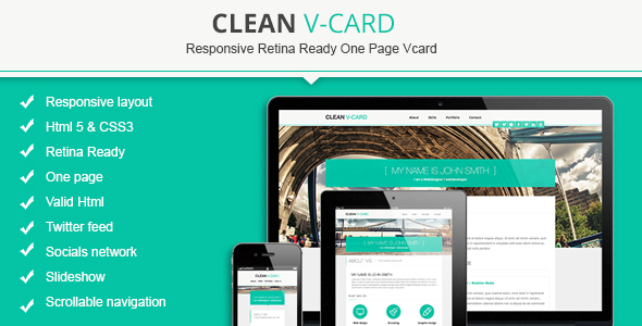  Clean Responsive Retina Ready V-card Template 