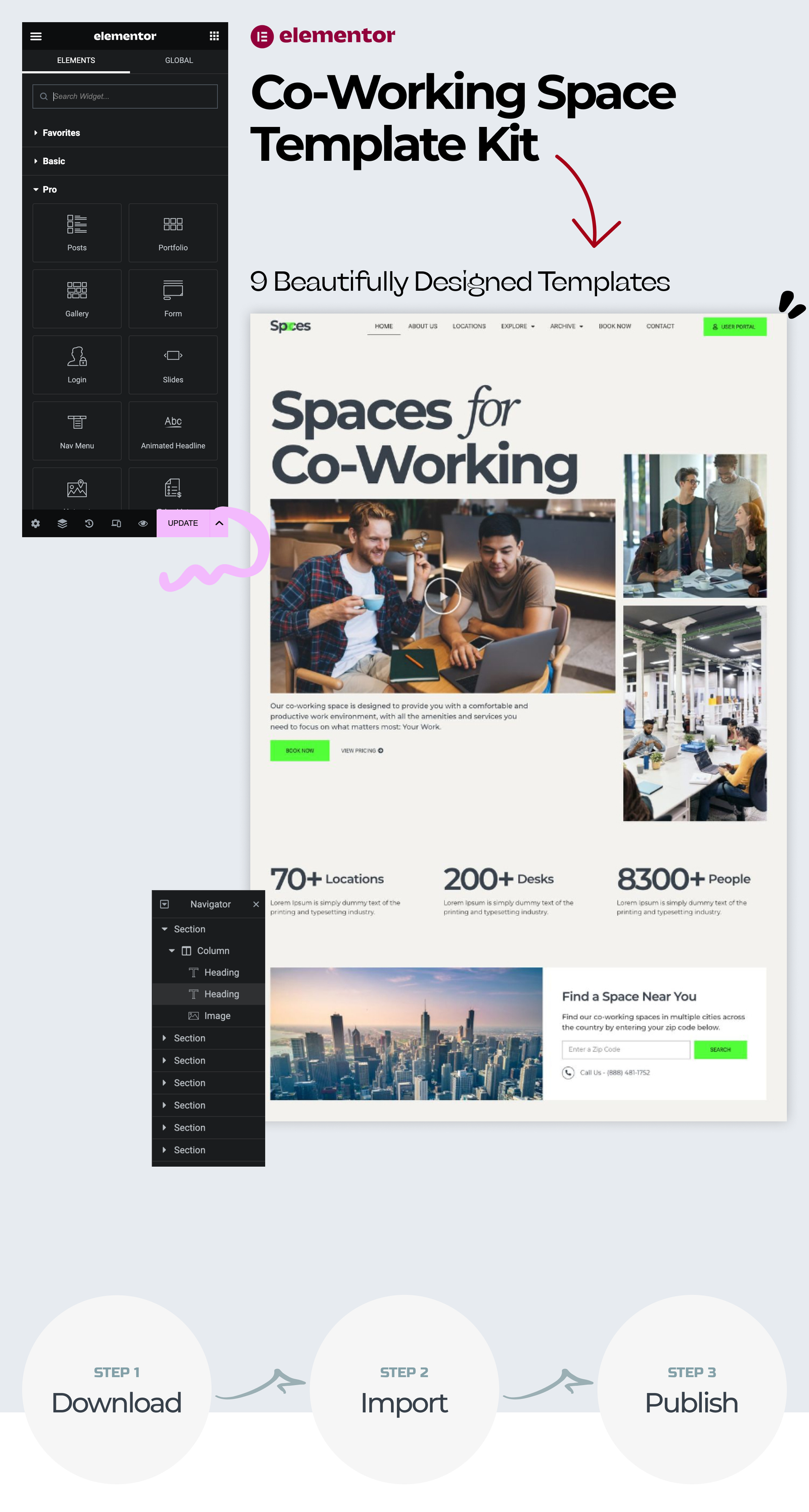 Spaces - Co-Working Elementor Pro Template Kit - 1