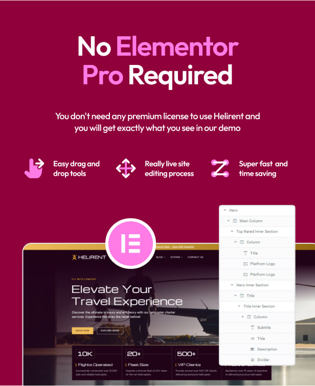 Helirent - Helicopter Charter Elementor Template Kit - 2